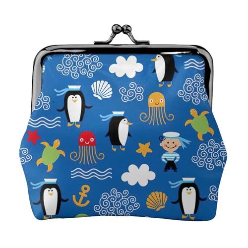 Kleine Geldbörse mit Pinguin-Schildkröten-Druck, leichte Reisebrieftasche für Sightseeing-Touren und Einkaufsbummel, Schwarz , Einheitsgröße, Münztasche von MDATT