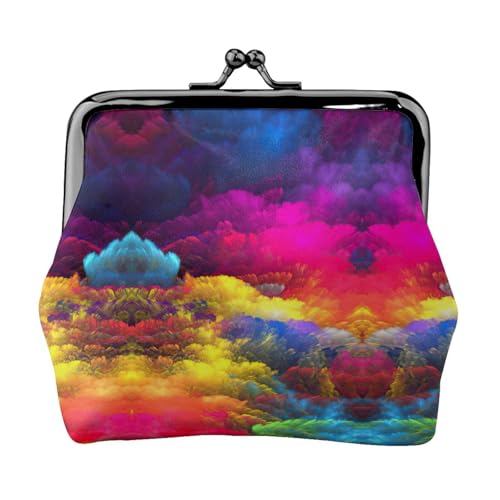 Kleine Geldbörse mit Regenbogen-Wolken-Druck, leichte Reisebrieftasche für Sightseeing-Touren und Einkaufsbummel, Schwarz , Einheitsgröße, Münztasche von MDATT
