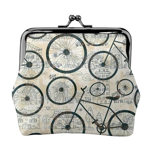Kleine Geldbörse mit Retro-Fahrraddruck, leichte Reisebrieftasche für Sightseeing-Touren und Einkaufsbummel, Schwarz , Einheitsgröße, Münztasche von MDATT