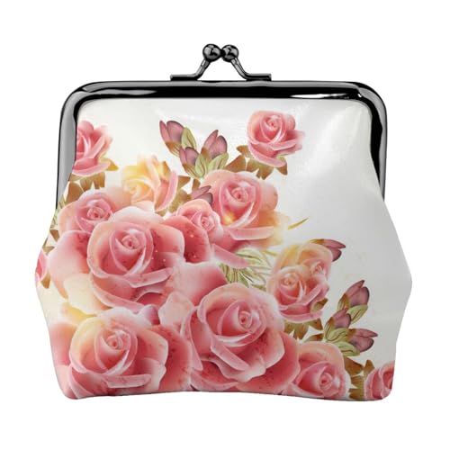 Kleine Geldbörse mit Rosenblüten-Druck, leichte Reisebrieftasche für Sightseeing-Touren und Einkaufstouren, Schwarz , Einheitsgröße, Münztasche von MDATT