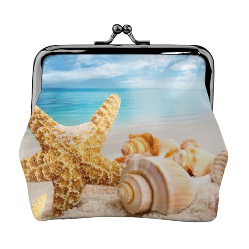 Kleine Geldbörse mit Seestern und Muscheln, leichte Reisebrieftasche für Sightseeing-Touren und Einkaufsbummel, Schwarz , Einheitsgröße, Münztasche von MDATT