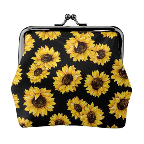 Kleine Geldbörse mit Sonnenblumen-Motiv, Motiv: Frühlings-Sonnenblumen, leichte Reisebrieftasche für Sightseeing-Touren und Einkaufstouren, Schwarz , Einheitsgröße, Münztasche von MDATT