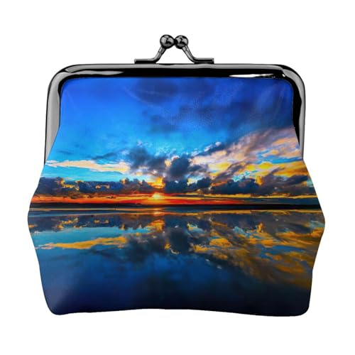 Kleine Geldbörse mit Sonnenuntergang-Druck, leichte Reisebrieftasche für Sightseeing-Touren und Einkaufsbummel, Schwarz , Einheitsgröße, Münztasche von MDATT