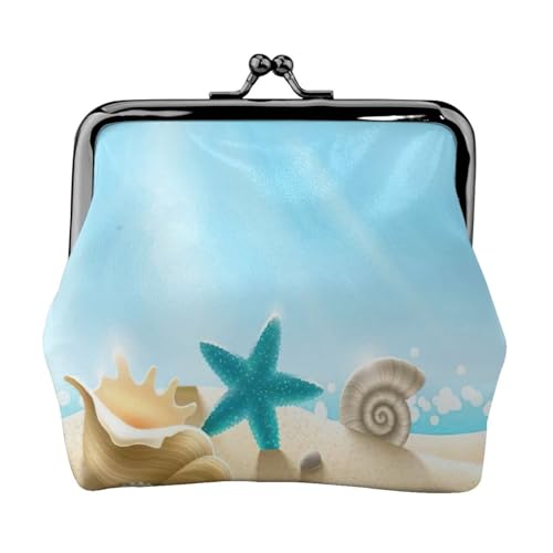Kleine Geldbörse mit Strand-Seestern-Druck, leichte Reisebrieftasche für Sightseeing-Touren und Einkaufsbummel, Schwarz , Einheitsgröße, Münztasche von MDATT