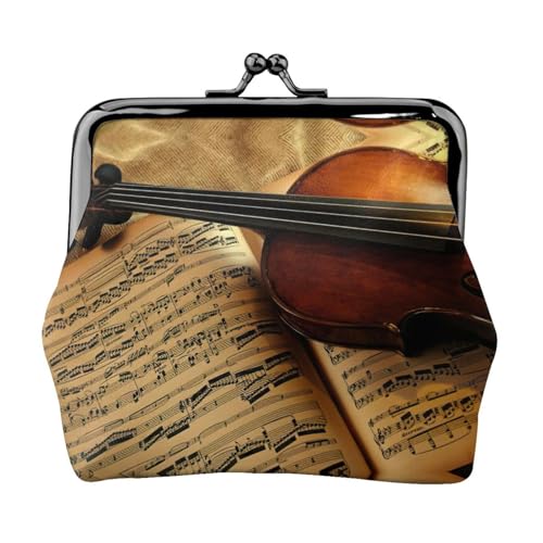 Kleine Geldbörse mit Violin- und Buchdruck, leichte Reisebrieftasche für Sightseeing-Touren und Einkaufsbummel, Schwarz , Einheitsgröße, Münztasche von MDATT