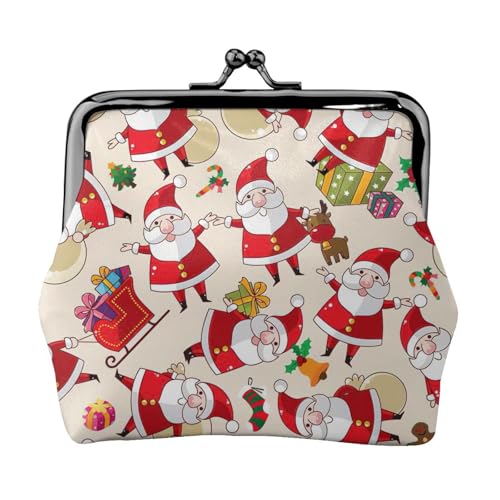 Kleine Geldbörse mit Weihnachtsmotiv, Cartoon-Weihnachtsmann, leichte Reisebrieftasche für Sightseeing-Touren und Einkaufstouren, Schwarz , Einheitsgröße, Münztasche von MDATT