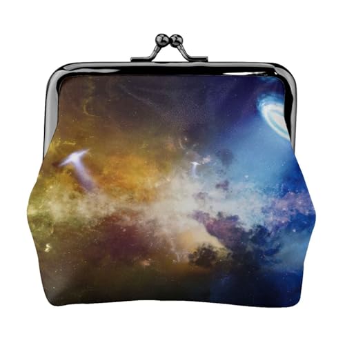 Kleine Geldbörse mit Weltraum-Galaxie-Druck, leichte Reisebrieftasche für Sightseeing-Touren und Einkaufstouren, Schwarz , Einheitsgröße, Münztasche von MDATT