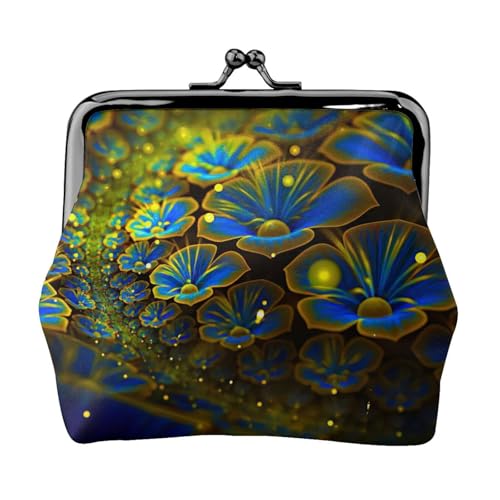 Kleine Geldbörse mit blauem goldenem Blumendruck, leichte Reisebrieftasche für Sightseeing-Touren und Einkaufstouren, Schwarz , Einheitsgröße, Münztasche von MDATT