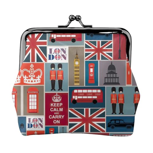 Kleine Geldbörse mit englischen Symbolen, leichte Reisebrieftasche für Sightseeing-Touren und Einkaufsbummel, Schwarz , Einheitsgröße, Münztasche von MDATT