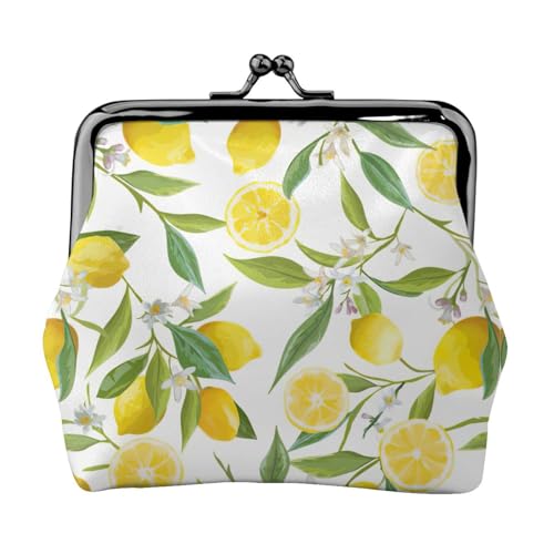 Kleine Geldbörse mit frischen tropischen Zitronen, leichte Reisebrieftasche für Sightseeing-Touren und Einkaufstouren, Schwarz , Einheitsgröße, Münztasche von MDATT