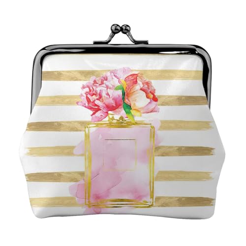 Kleine Geldbörse mit modischem Parfümdruck, leichte Reisebrieftasche für Sightseeing-Touren und Einkaufstouren, Schwarz , Einheitsgröße, Münztasche von MDATT