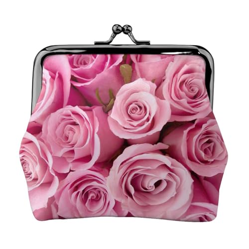 Kleine Geldbörse mit rosa Rosen-Druck, leichte Reisebrieftasche für Sightseeing-Touren und Einkaufsbummel, Schwarz , Einheitsgröße, Münztasche von MDATT