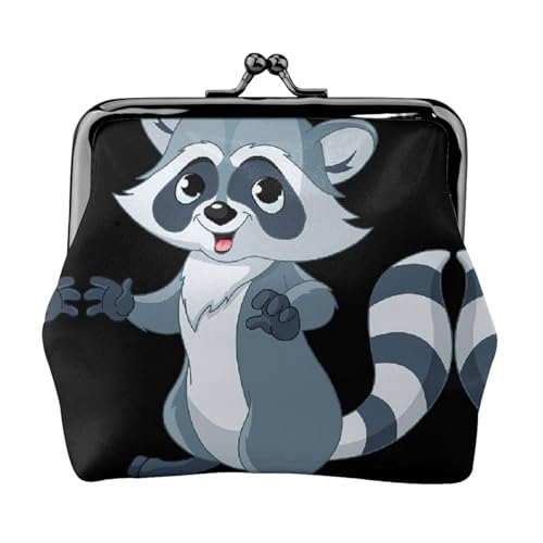 Kleine Geldbörse mit süßem Waschbär-Druck, leichte Reisebrieftasche für Sightseeing-Touren und Einkaufsbummel, Schwarz , Einheitsgröße, Münztasche von MDATT