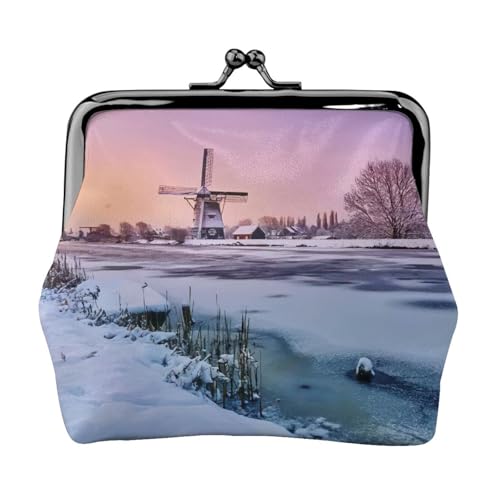 Kleine Geldbörse mit traditionellem Windmühlen-Druck, leichte Reisebrieftasche für Sightseeing-Touren und Einkaufsbummel, Schwarz , Einheitsgröße, Münztasche von MDATT