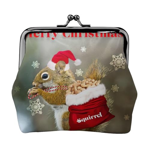 Kleine Geldbörse mit weihnachtlichem Eichhörnchen-Druck, leichte Reisebrieftasche für Sightseeing-Touren und Einkaufsbummel, Schwarz , Einheitsgröße, Münztasche von MDATT