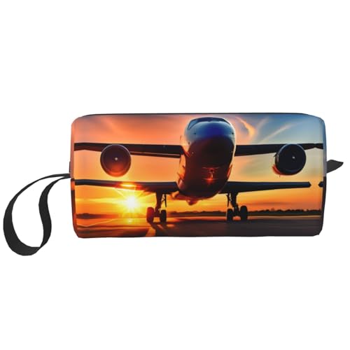 Kleine Make-up-Tasche für Geldbörse, Reise-Make-up-Tasche, Mini-Kosmetiktasche für Herren, Flugzeug Sonnenuntergang Himmel, Einheitsgröße von MDATT