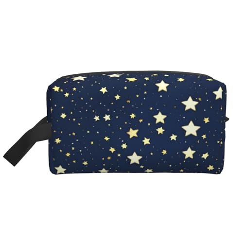 Kleine Make-up-Tasche für Geldbörse, Reise-Make-up-Tasche, Mini-Kosmetiktasche für Herren, Marineblau, Marineblau mit Himmel und Stern, Einheitsgröße von MDATT