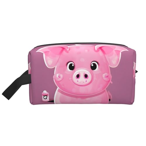 Kleine Make-up-Tasche für Geldbörse, Reise-Make-up-Tasche, Mini-Kosmetiktasche für Herren, Rosa, Pinkes süßes Schwein, Einheitsgröße von MDATT