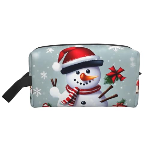 Kleine Make-up-Tasche für Geldbörse, Reise-Make-up-Tasche, Mini-Kosmetiktasche für Herren mit Weihnachtsmotiv, Weihnachtlicher Schneemann, Einheitsgröße von MDATT