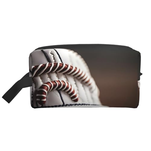 Kleine Make-up-Tasche mit Baseball-Spitze, für Geldbörse, Reise-Make-up-Tasche, Mini-Kosmetiktasche für Herren, Baseball-Schnürung, Nahaufnahme, Einheitsgröße von MDATT