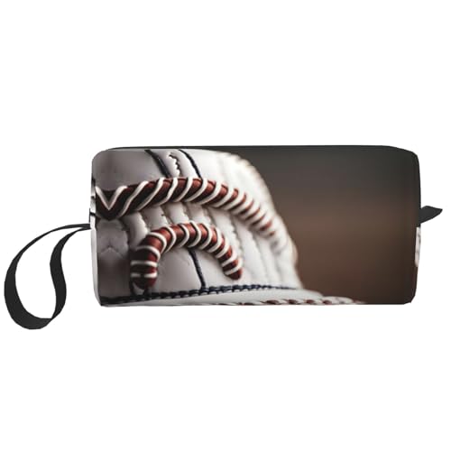 Kleine Make-up-Tasche mit Baseball-Spitze, für Geldbörse, Reise-Make-up-Tasche, Mini-Kosmetiktasche für Herren, Baseball-Schnürung, Nahaufnahme, Einheitsgröße von MDATT