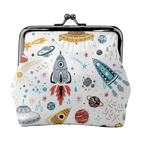 Kleine Make-up-Tasche mit Cartoon-Raketen, für Geldbörse, tragbare Mini-Kosmetiktaschen, für Fitnessstudio und den täglichen Gebrauch, Schwarz , Einheitsgröße, Münztasche von MDATT