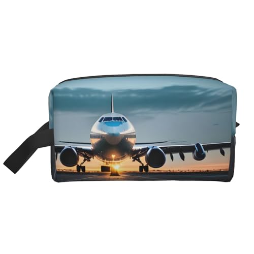 Kleine Make-up-Tasche mit Flugzeug im Abendlicht, kleine Make-up-Tasche für Geldbörse, Reise-Make-up-Tasche, Mini-Kosmetiktasche für Herren, Flugzeug im Abendlicht, Einheitsgröße von MDATT