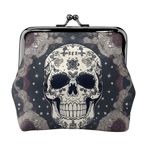 Kleine Make-up-Tasche mit Totenkopf-Motiv für Yoga und Blumen, für Geldbörse, tragbare Mini-Kosmetiktaschen, für Fitnessstudio und den täglichen Gebrauch, Schwarz , Einheitsgröße, Münztasche von MDATT