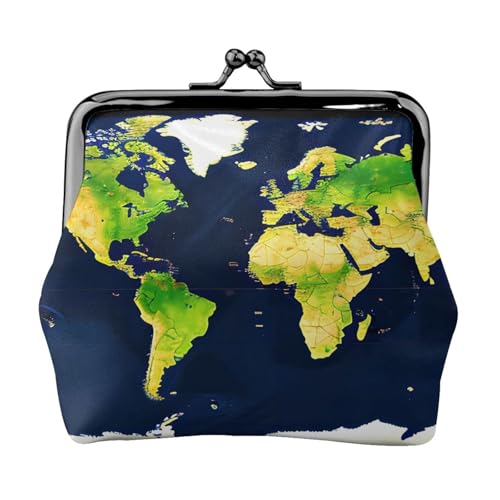 Kleine Make-up-Tasche mit Weltkarte für Geldbörse, tragbare Mini-Kosmetiktaschen, für Fitnessstudio und den täglichen Gebrauch, Schwarz , Einheitsgröße, Münztasche von MDATT