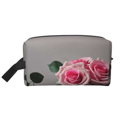 Kleine Make-up-Tasche mit rosa Rosen, für Geldbörse, Reise-Make-up-Tasche, Mini-Kosmetiktasche für Herren, Rosa, Einheitsgröße von MDATT