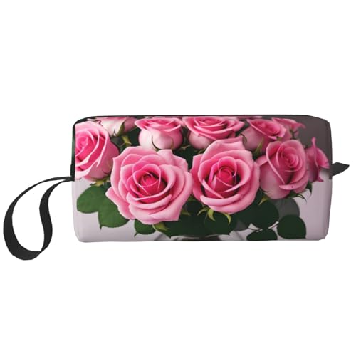 Kleine Make-up-Tasche mit rosa Rosen, für Geldbörse, Reise-Make-up-Tasche, Mini-Kosmetiktasche für Herren, Rosa Rosen, Einheitsgröße von MDATT