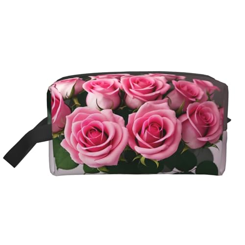 Kleine Make-up-Tasche mit rosa Rosen, für Geldbörse, Reise-Make-up-Tasche, Mini-Kosmetiktasche für Herren, Rosa Rosen, Einheitsgröße von MDATT