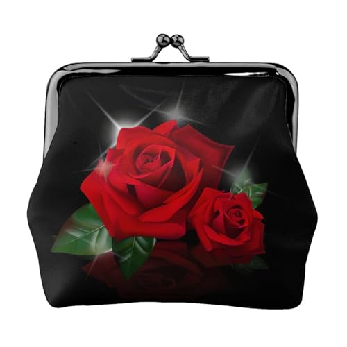 Kleine Make-up-Tasche mit roten Rosen für Geldbörse, tragbare Mini-Kosmetiktaschen, für Fitnessstudio und den täglichen Gebrauch, Schwarz , Einheitsgröße, Münztasche von MDATT