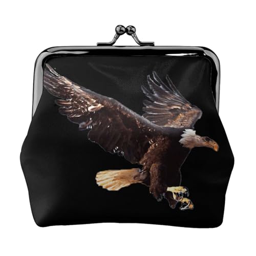 Kleine Münzbörse mit Adler-Druck, leichte Reisebrieftasche für Sightseeing-Touren und Einkaufsbummel, Schwarz , Einheitsgröße, Münztasche von MDATT