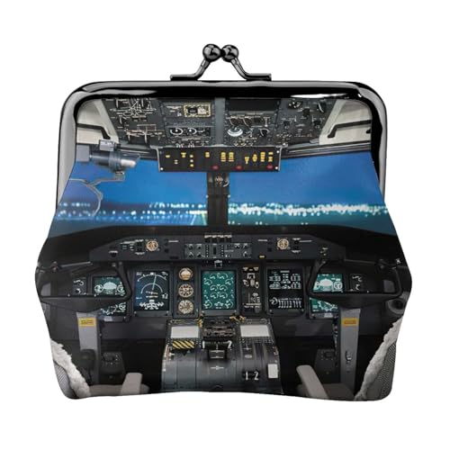 Kleine Münzbörse mit Flugzeug-Cockpit-Druck, leichte Reisebrieftasche für Sightseeing-Touren und Einkaufsbummel, Schwarz , Einheitsgröße, Münztasche von MDATT
