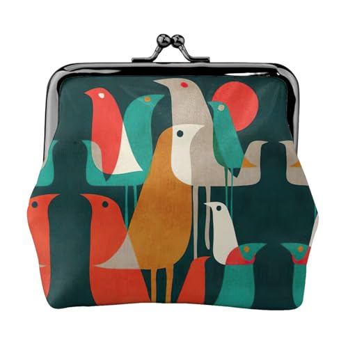 Kleine Münzbörse mit Vogelbeflockung, leichte Reisebrieftasche für Sightseeing-Touren und Einkaufsbummel, Schwarz , Einheitsgröße, Münztasche von MDATT