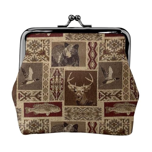 Kleine Münzgeldbörse mit Elchbär-Motiv, leichte Reisebrieftasche für Sightseeing-Touren und Einkaufstouren, Schwarz , Einheitsgröße, Münztasche von MDATT