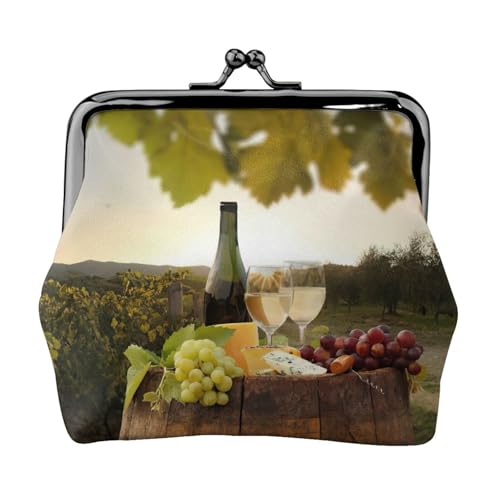 Kleine Münzgeldbörse mit Rotweindruck, leichte Reisebrieftasche für Sightseeing-Touren und Einkaufsbummel, Schwarz , Einheitsgröße, Münztasche von MDATT