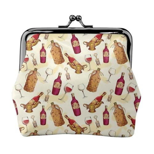 Kleine Münzgeldbörse mit Rotweindruck, leichte Reisebrieftasche für Sightseeing-Touren und Einkaufsbummel, Schwarz , Einheitsgröße, Münztasche von MDATT