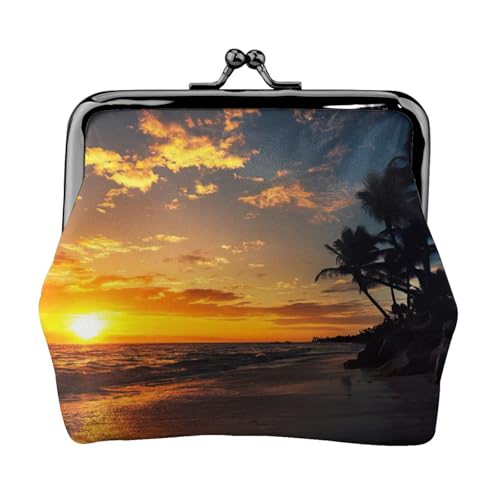 Kleine Münzgeldbörse mit Sonnenuntergang Ozean, Strand, leichte Reisebrieftasche für Sightseeing-Touren und Einkaufsbummel, Schwarz , Einheitsgröße, Münztasche von MDATT