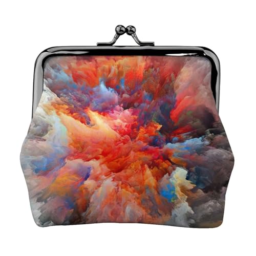 Kleine Münzgeldbörse mit buntem Wolkendruck, leichte Reisebrieftasche für Sightseeing-Touren und Einkaufstouren, Schwarz , Einheitsgröße, Münztasche von MDATT