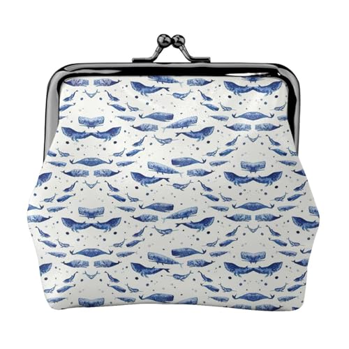 Kleine blaue Wal-Schwimm-Druck-kleine Münzbörse, leichte Reisebrieftasche für Sightseeing-Touren und Einkaufsbummel, Schwarz , Einheitsgröße, Münztasche von MDATT