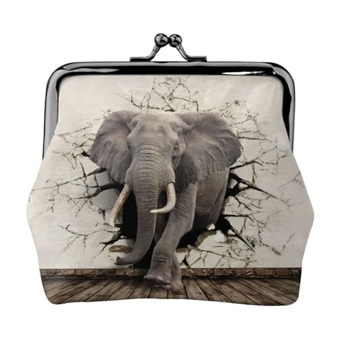 Kleines Portemonnaie mit Elefanten-Aufdruck, leichte Reisebrieftasche für Sightseeing-Touren und Einkaufsbummel, Schwarz , Einheitsgröße, Münztasche von MDATT