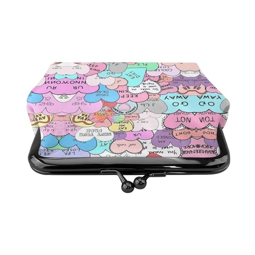 Kleines Portemonnaie mit buntem Herzdruck, leichte Reisebrieftasche für Sightseeing-Touren und Einkaufsbummel, Schwarz , Einheitsgröße, Münztasche von MDATT