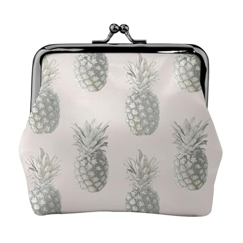 Kleines Portemonnaie mit schönem Ananas-Druck, leichte Reisebrieftasche für Sightseeing-Touren und Einkaufstouren, Schwarz , Einheitsgröße, Münztasche von MDATT