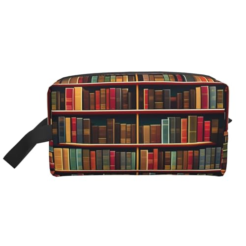 Kosmetiktasche für Damen, Bücherregal, Bücherregal, kleine Make-up-Tasche für Geldbörse, Make-up-Tasche, Reise-Make-up-Tasche mit Reißverschluss, Bibliotheks-Bücherregal, Einheitsgröße von MDATT