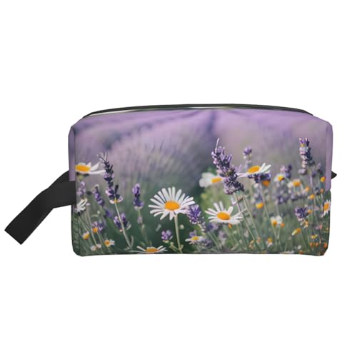 Kosmetiktasche für Damen, Lavendel und Gänseblümchen, kleine Make-up-Tasche für Geldbörse, Make-up-Tasche, Reise-Make-up-Tasche mit Reißverschluss, Lavendel und Gänseblümchen, Einheitsgröße von MDATT