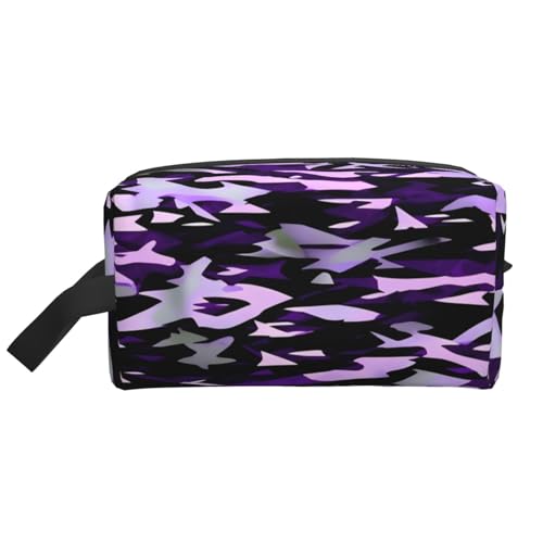 Kosmetiktasche für Damen, Motiv: Amerikanische Camouflage, kleine Make-up-Tasche für Geldbörse, Make-up-Tasche, Reise-Make-up-Tasche mit Reißverschluss, Violett, Amerikanische Tarnung, Violett, von MDATT