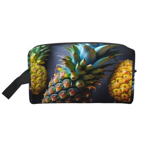 Kosmetiktasche für Damen, Motiv: Ananas, kleine Make-up-Tasche für Geldbörse, Make-up-Tasche, Reise-Make-up-Tasche mit Reißverschluss, Obst-Ananas, Einheitsgröße von MDATT