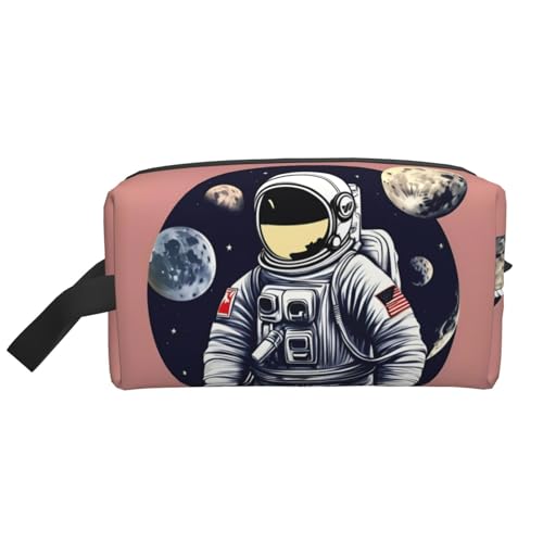 Kosmetiktasche für Damen, Motiv: Astronaut auf dem Mond, kleine Make-up-Tasche für Geldbörse, Make-up-Tasche, Reise-Make-up-Tasche mit Reißverschluss, Astronaut auf dem Mond, Einheitsgröße von MDATT